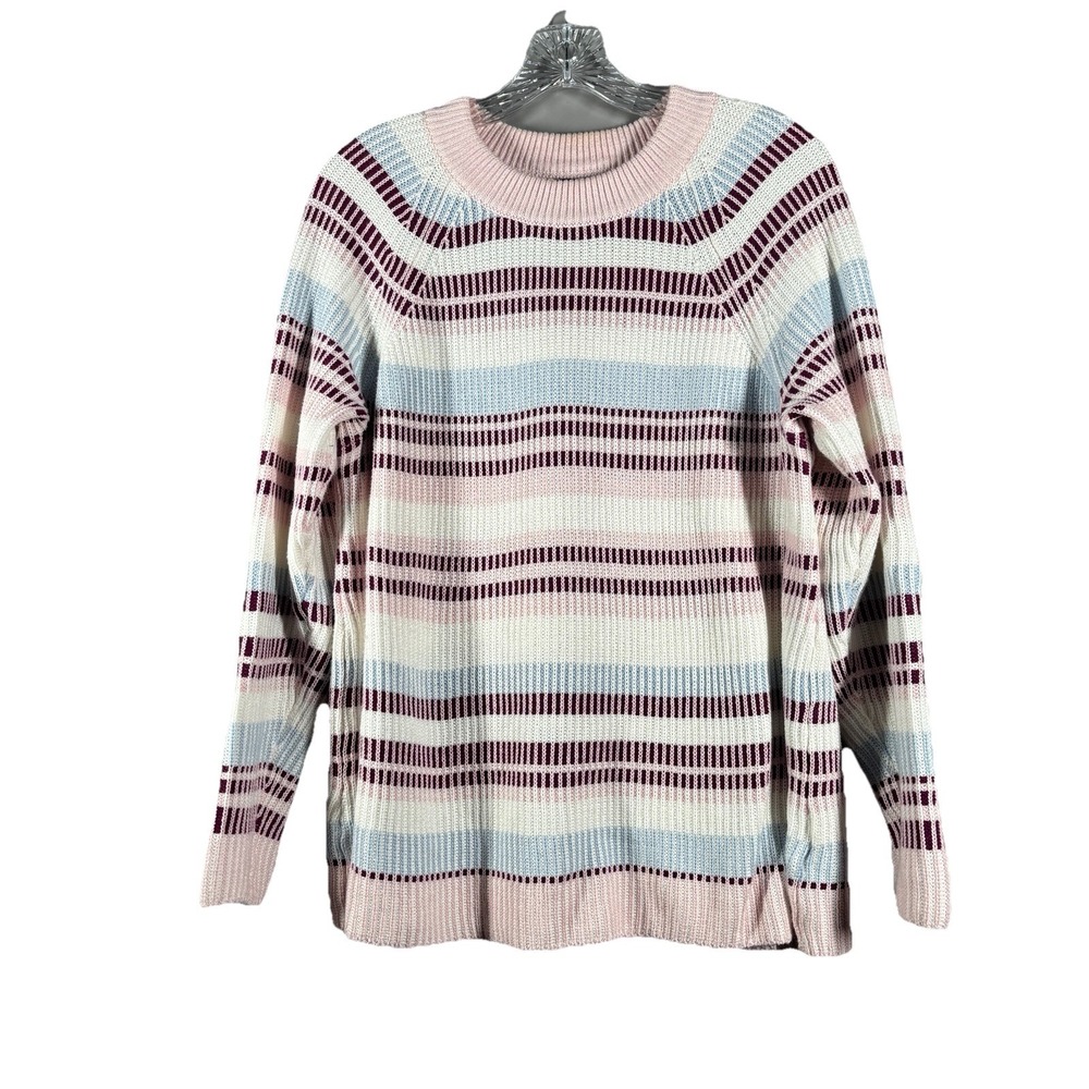 Lands End Sweater Womens Small 6-8 Multicolor Thick Cozy Warm 100% Cotton